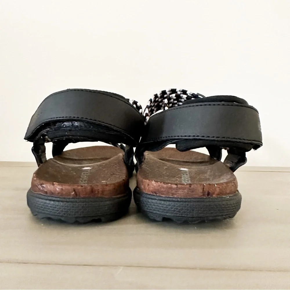 Merrell Women's Black White Around Town Sunvue Woven Strappy Sandals sz 8
